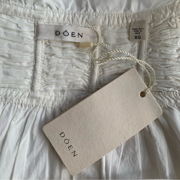 NWT Doen Lynette Cotton Poplin Ruffle Trim Baby Doll Mini Dress Salt - Picture 6 of 10